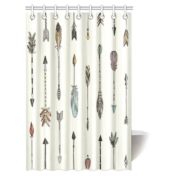 Black White Shower Curtain Tribe Vintage Arrow Print for Bathroom